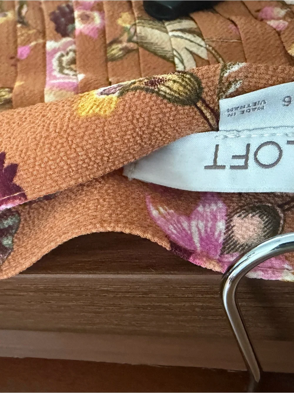 LOFT Floral Drapery Panel in Rust Orange and Pink